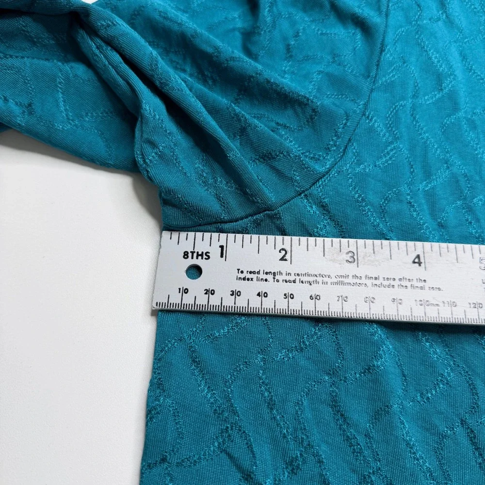 Chicos  XL Womens Cardigan Size 3 Teal Textured Tie Front 3/4 Sleeve Jewel tone